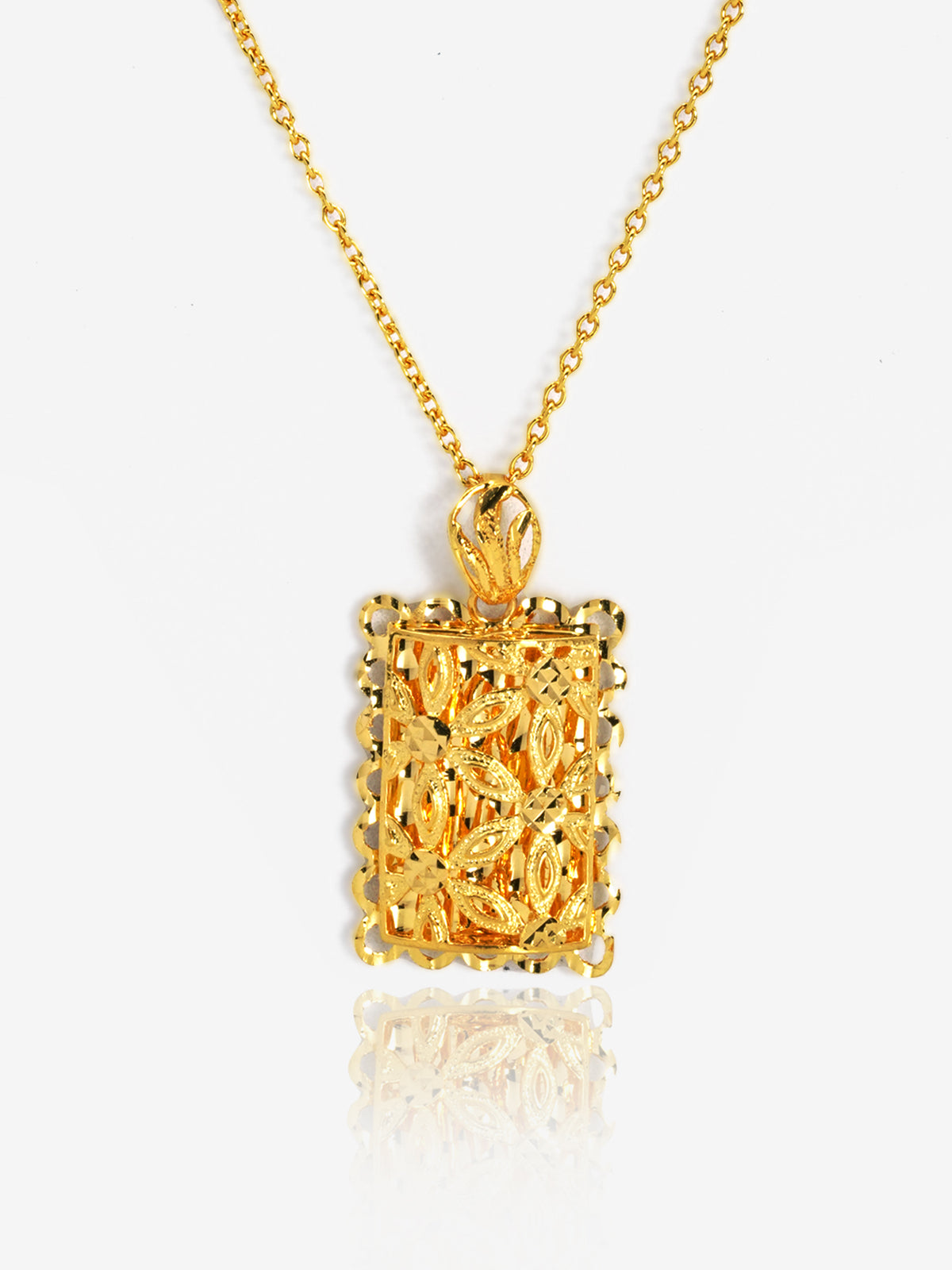 Gold flower pendant on sale necklace