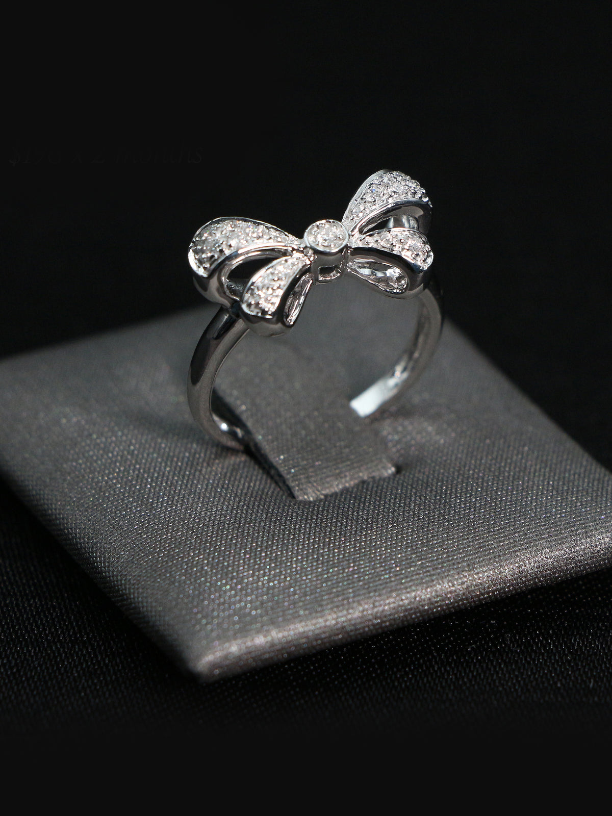 Gold diamond hot sale bow ring